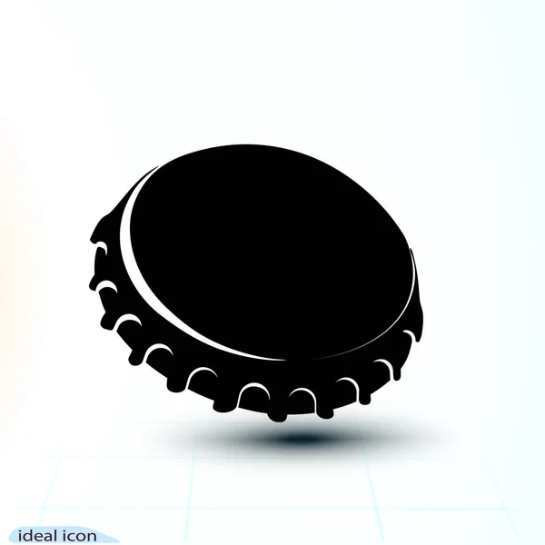Zwarte Icoon Dop Bierfles Gemaakt Van Ijzer Vector Eenvoudige Monochrome — Stockvector