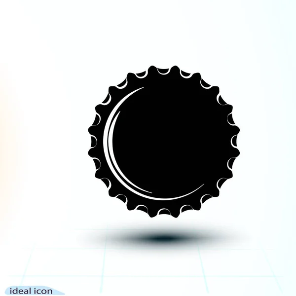 Zwarte Icoon Dop Bierfles Gemaakt Van Ijzer Vector Eenvoudige Monochrome — Stockvector