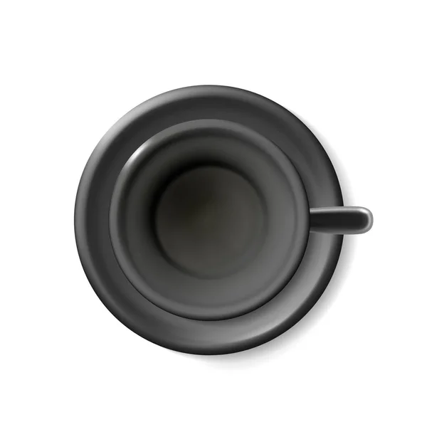 Attrappe Einer Realistischen Leeren Schwarzen Tasse Für Kaffee Tee Tee — Stockvektor