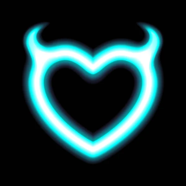 Heart Neon 라이트 Blue Glow 핼러윈의 악마의 사랑을 것이다 디자인 — 스톡 벡터