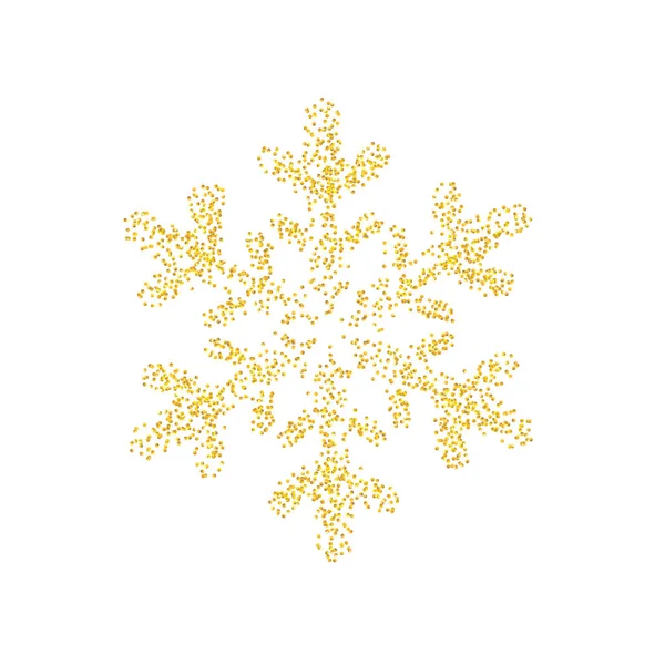 Drobečky Zlaté Posypané Textury Jako Ikona Sněhové Vločky Izolované Bílém — Stockový vektor