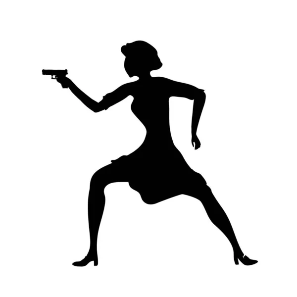 Abstrakcyjna Zwolenniczka Sylwetki Odizolowana Kobieta Piękna Kobieta Szpieguje Strzelaninie Heroina — Wektor stockowy