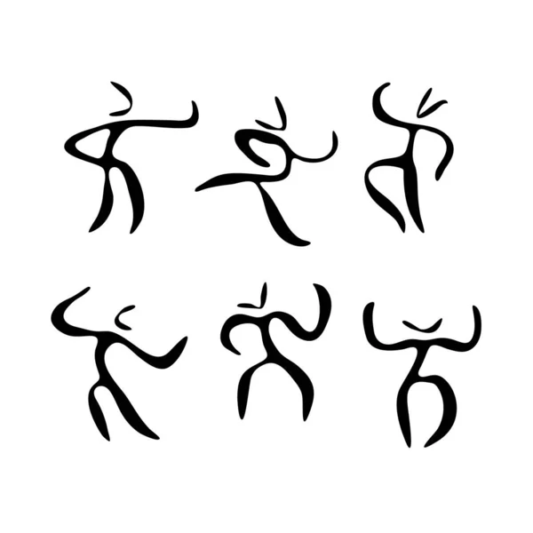 Набор Палки Мужчин Динамический Значок Положения Фигуры Символ Осанки Знак — стоковый вектор