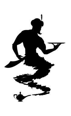 Arap lambasından yardımcı bir siluet. Detaylı hat siyahı. Vektör izole illüstrasyonu.