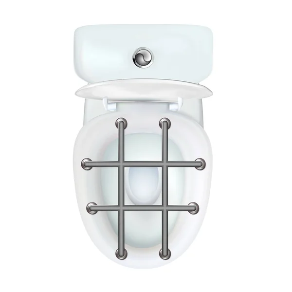 Realistische Offene Weiße Toilettenschüssel Als Konzept Von Verstopfung Oder Darmverschluss — Stockvektor