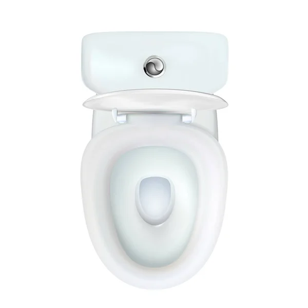 Modern akvaryumlu, gerçekçi, beyaz bir klozet. Ev idaresi üst görünümü izole etti. Reklam veya web tasarımı için vektör, iç element birimi. Temiz tuvalet, seramik dolap, banyo..