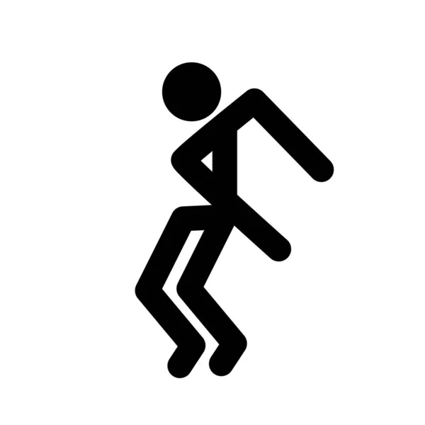 Hombre Palo Icono Posición Dinámica Figuras Símbolo Postura Pie Signo — Archivo Imágenes Vectoriales