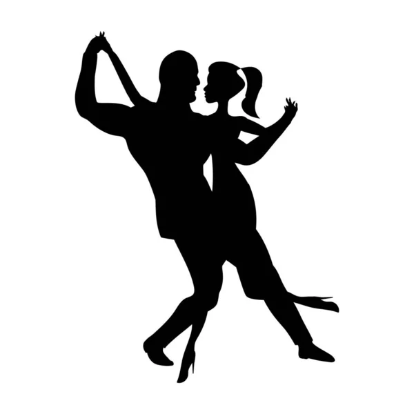 Silueta Baile Hombre Chica Música Bailando Bailes Sociales Sensuales Imagen — Vector de stock