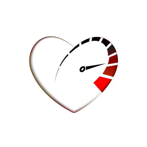 Snelheidsmeter Hart Icoon Met Pijlsnelheid Rpm Logo Icoon Racetest Symbool — Stockvector