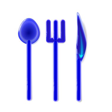 Plastik set oyuncakları, yuvarlak, mavi renkli, gerçekçi eşyalar. Işık arka planında izole edilmiş. Eğlenceli bir çocuksu tasarım. Bebek maması, eğlence. Çizgi film vektör çizimi, gölgeli. EPS10.