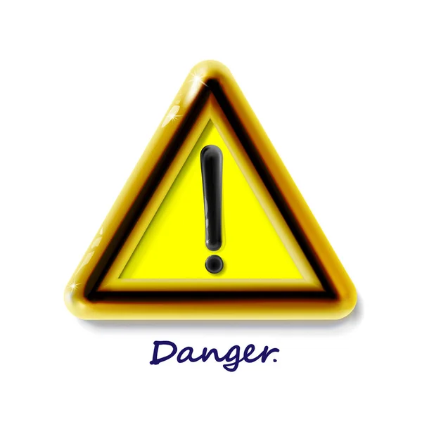 Perigo Aviso Sinal Atenção Com Símbolo Ponto Exclamação Ícone Luxo — Vetor de Stock