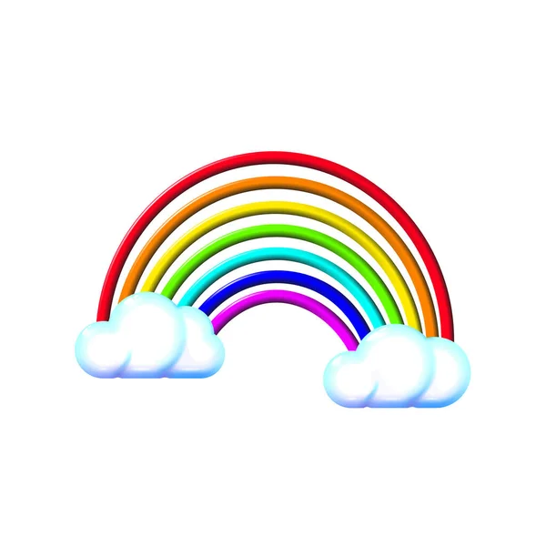 Multicolored Realistic Three Dimensional Motley Plastic Toy Rainbow Clouds Bright — Stock Vector