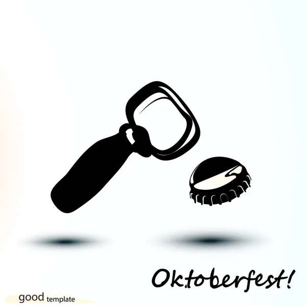 Fekete Ikon Vintage Kézműves Sörnyitó Illusztrációs Sapka Sör Logó Oktoberfest — Stock Vector