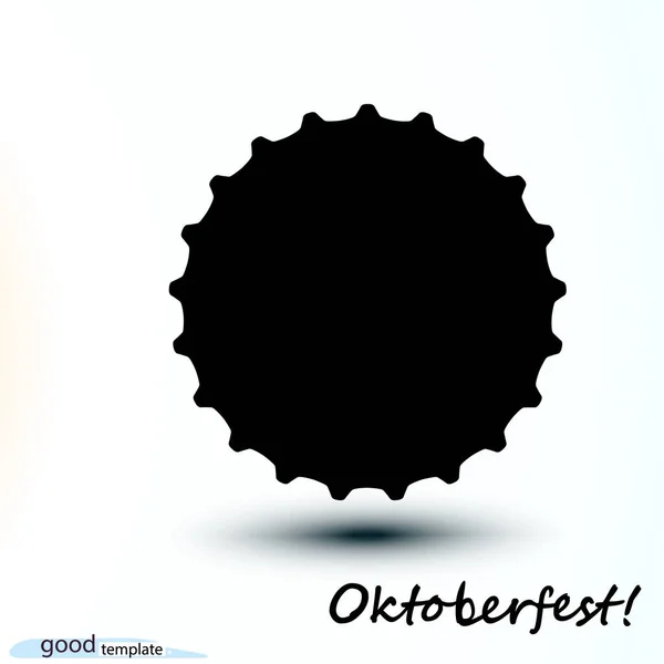Μαύρο Oktoberfest Πρότυπο Εικονίδιο Καπάκι Μπύρα Μπουκάλι Διάνυσμα Απλή Μονόχρωμη — Διανυσματικό Αρχείο