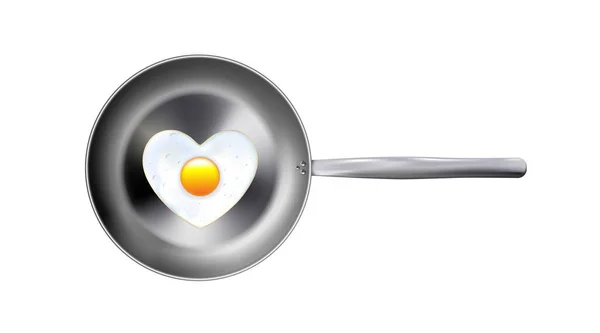 Huevos Fritos Sartén Metal Realista Vista Superior Aislada Sobre Fondo — Vector de stock