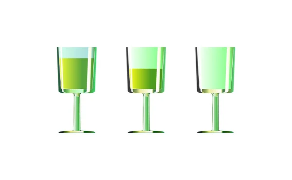 Set Verre Tourné Avec Des Boissons Alcoolisées Vertes Illustration Vectorielle — Image vectorielle