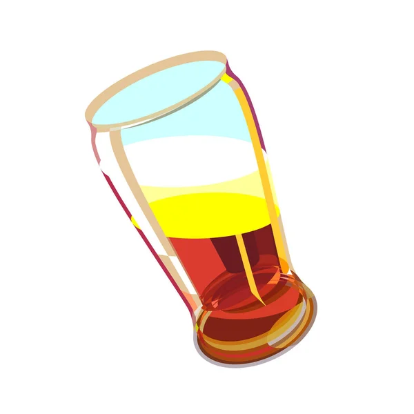 グラスクラフトビール フラットファッションオレンジスケッチエールゴブレット パブのシルエットの白い背景に隔離された アルコール飲料用ベクトルイラストメニューデザインEps — ストックベクタ