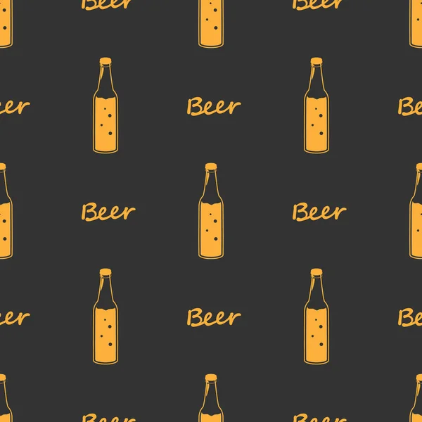 Frascos Cerveja Padrão Laranja Sem Costura Desenho Linha Tecido Design —  Vetores de Stock