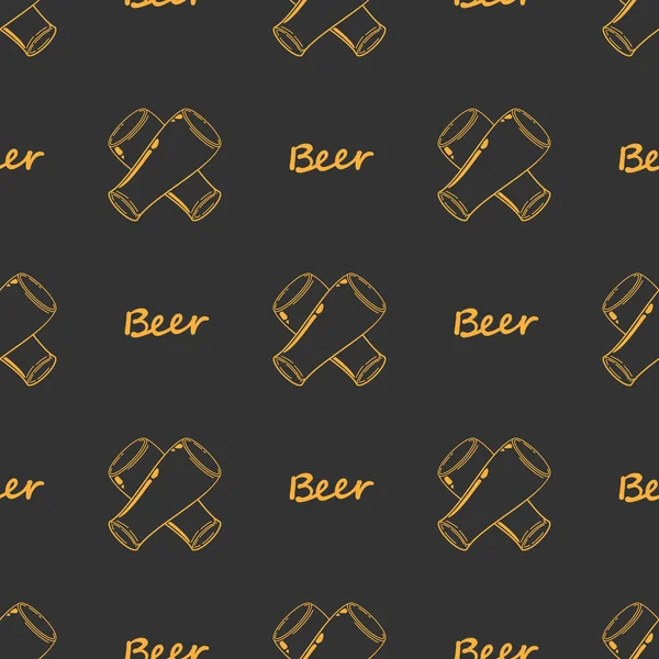 Seamless Padrão Crosshair Artesanato Cerveja Laranja Vidro Esboçar Taças Cerveja — Vetor de Stock