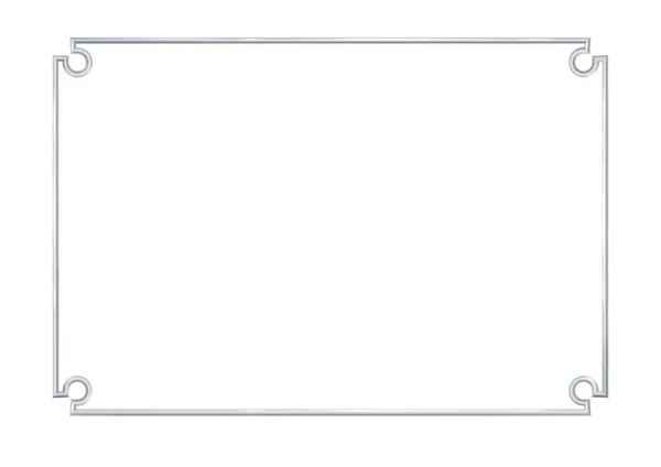 矩形现实的框架金属或银与圆形角元 白色背景的细长 相框模板 拍照用的矢量图解 Eps — 图库矢量图片