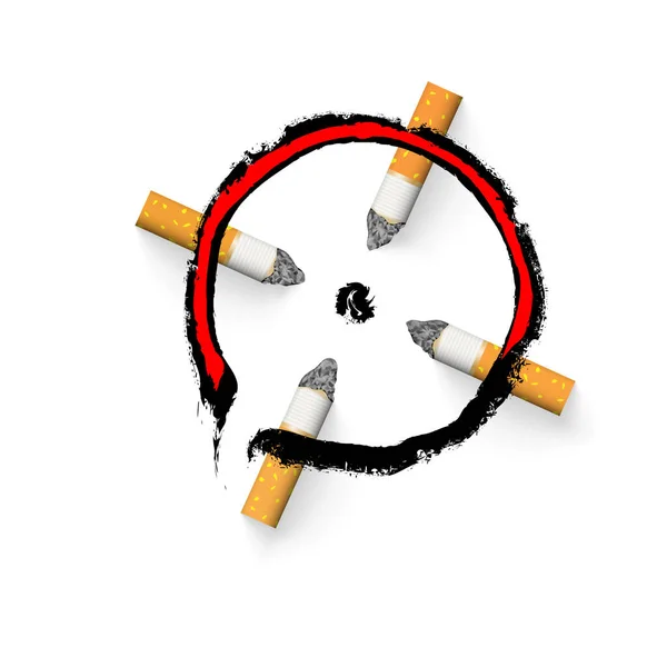 Aim Drawn Cigarette Butt Stop Smoking Concept Nicotine Addiction Drop — Stockový vektor