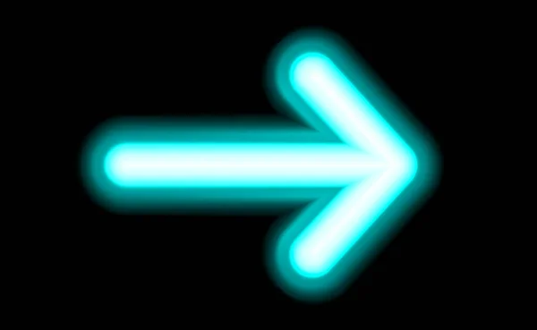Neon Arrow Lampa Blå För Design Svart Bakgrund Modern Fluorescerande — Stock vektor