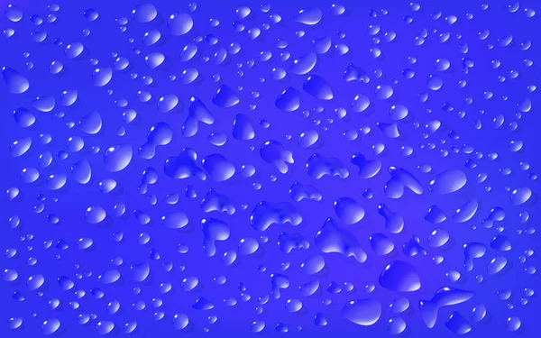 Realistic Dark Blue Background Rectangular Surface Transparent Droplets Range Liquid — Stock Vector