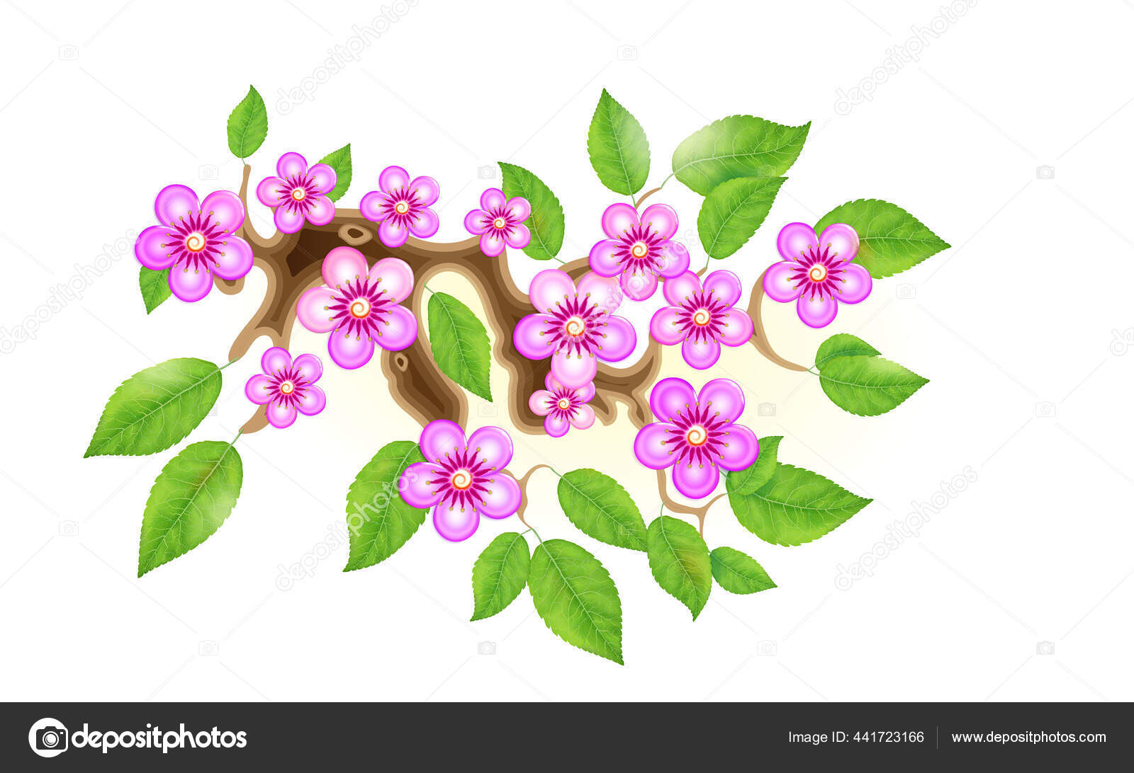 Cabang Sakura Dengan Bunga Dalam Gaya Anime Bunga Sakura Ilustrasi Stok Vektor Micromt 441723166