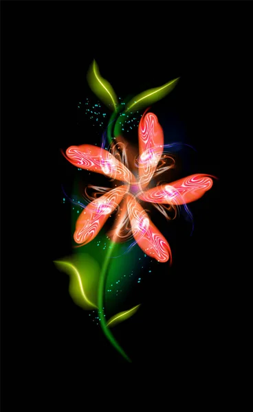 Fleur Rouge Éclatante Colorée Bel Élément Fleuri Ornemental Tendance Sur — Image vectorielle