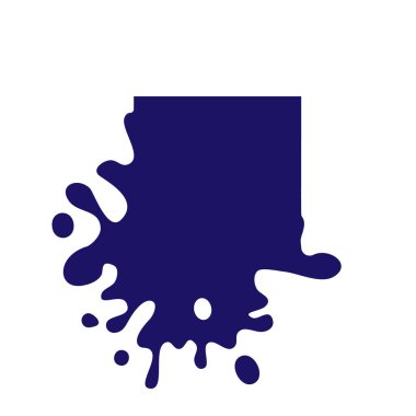 Kare şeklinde koyu mavi bir ikon damlatıyor. Sıvı boya akar. Erimiş logo. Güncel boya, lekeler. Boşluğun maketi. Şablon mürekkep lekesi. Vektör çizimi izole edilmiş bir figür. Tasarım ve markalaşma için Eps 10.