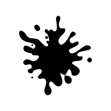 Mürekkep lekesinin siyah kaotik hali. Vektör illüstrasyonu izole edilmiş değişken figürler. Eps 10.