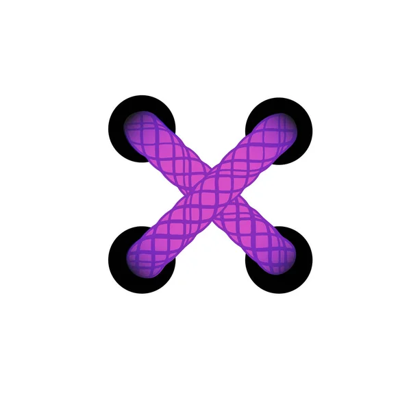 Template Lace Purple Cross Lacing Scheme Corset Tied Vector Illustration — Stock Vector