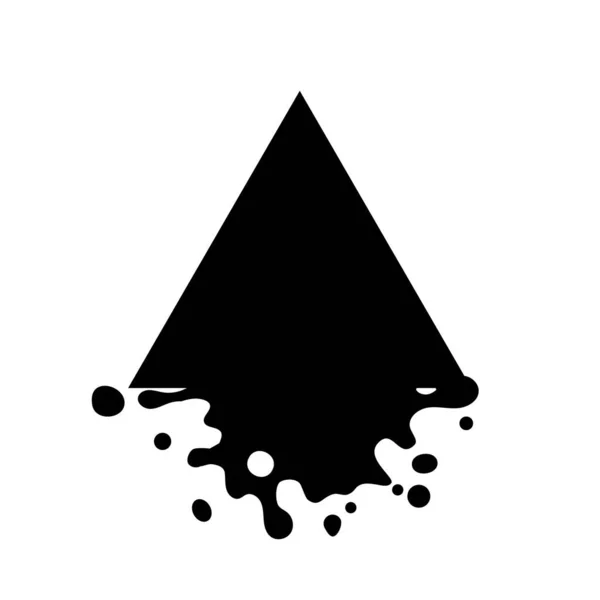 ピラミッドが滴り落ちる三角形の暗い黒いアイコン 液体塗料が流れます 溶かしたロゴ 現在の塗料 ブランクのモックアップ テンプレートインク三角形の塊 ベクトル図絶縁図 Eps 10デザイン — ストックベクタ