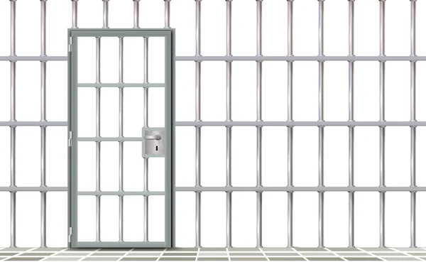 Iron Interior Prison Background Gray Realistic Door Jail Cells Bars — Stock Vector