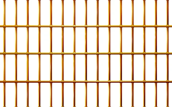 Realistické Vězeňské Mříže Zlatý Vězení Pozadí Železo Interiér Žluté Buňky — Stockový vektor