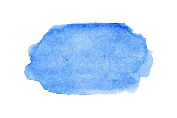 Синяя Широкая Акварель Водяные Мазки Бумажная Текстура Выделенное Пятно Белом — стоковое фото