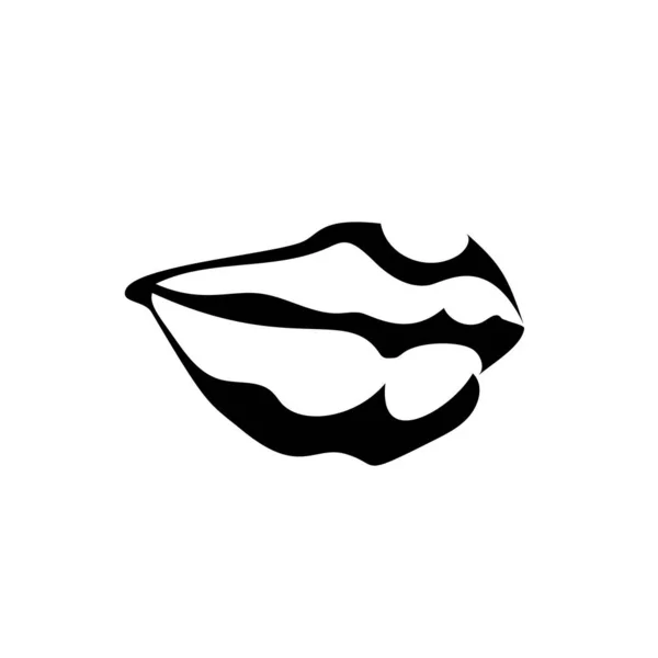Lippen Mädchen Symbol Schwarze Einfache Skizze Isoliert Auf Weißem Hintergrund — Stockvektor