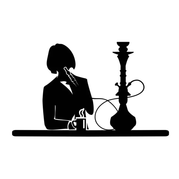 정장을 여성의 실루엣으로 식탁에 동양화가 채앉아 있습니다 추상적 사람을 디자인에 — 스톡 벡터