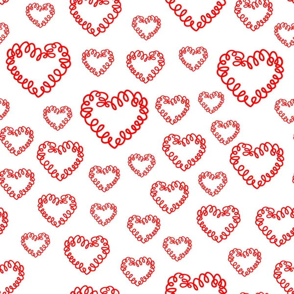 Soyut Dikişsiz Arka Plan Keçeli Kalem Kıvrımlı Kırmızı Kalpler Aşk — Stok Vektör