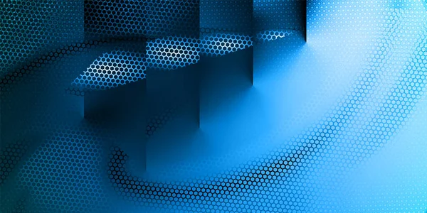 Mörkblå Perforerad Bakgrund Med Sexkanter Abstrakt Teknik Bakgrund Geometriska Texturerade — Stock vektor