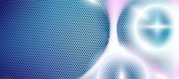 Latar Belakang Abstrak Biru Muda Bertekstur Heksagon Lingkaran Ufo Mengaburkan - Stok Vektor