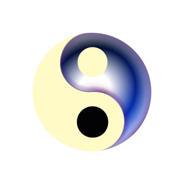 Yin ve Yang mandala, modern kontrastlı kozmik kavram. Beyaz arka planda izole edilmiş renkli sanat eserleri. Süslü ruhsal rahatlama. Lüks vektör illüstrasyonu Eps 10.