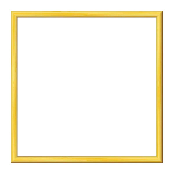 Yellow wooden frame. Isolated over white. Vintage simple decorative border, isolated. Deco elegant art object. Empty copy space for decoration, photo, banner. Vector illustration. Eps 10.