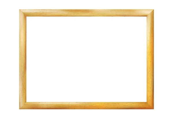 在白色背景上孤立的矩形木制现实框架 古朴的装饰琥珀边框 装饰典雅的黄色艺术品 空间的照片 矢量图解Eps — 图库矢量图片
