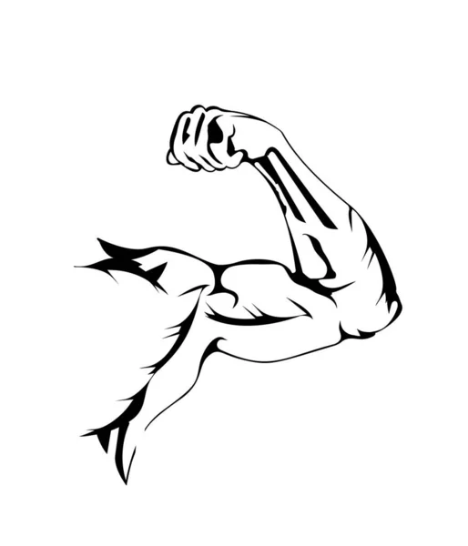 Sport Böj Arm Muskelflexbiceps Platt Ikon Muskulös Kroppsbyggare Hand Posera — Stock vektor