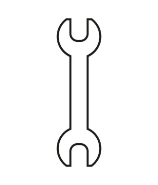 El anahtarı ya da anahtar çizgisi simgesi, beyaz arka planda izole edilmiş. Silüet metal alet. Vektör illüstrasyonu Eps 10.