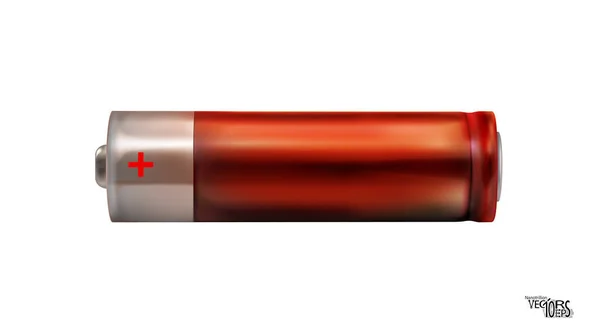 Κόκκινο Ρεαλιστικό Εικονίδιο Μπαταρίας Απομονώνονται Λευκό Φόντο Αλκαλικός Τύπος Κενό — Διανυσματικό Αρχείο
