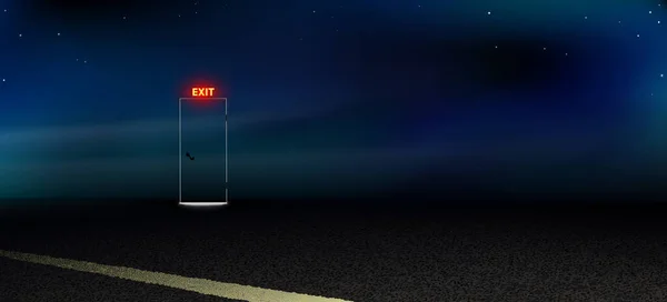 Roadside Portal Abstract Dark Background Night Road Highway Open Starry — Stock Photo, Image