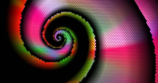 Technologie Abstraite Fond Multicolore Perforé Avec Des Hexs Spirale Sombre — Image vectorielle