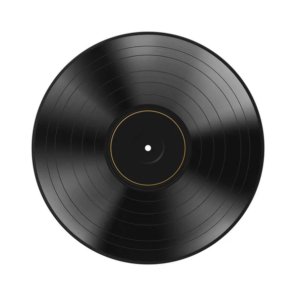 Disque Vinyle Noir Réaliste Isolé Sur Fond Blanc Blank Mock — Image vectorielle